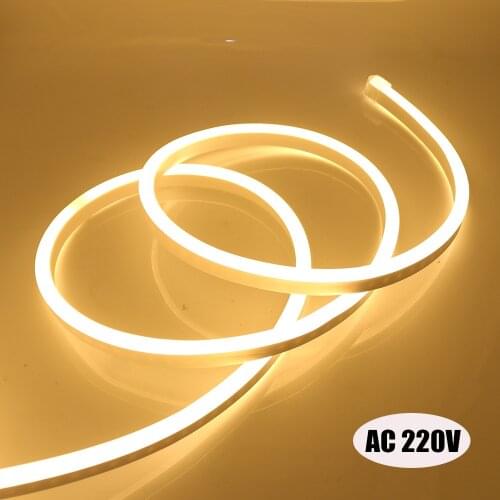 Neon Strip EU 220V Waterproof Outdoor Garden Lighting White/Warm White 2835 120LEDs/m Ribbon Tape Flexible LED Strip Night Lamp