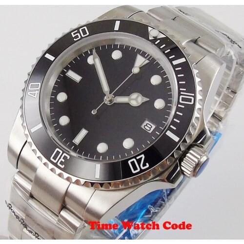 No logo 40mm Automatic Mens Wristwatch Miyota 8215 NH35 automatic movement Sterile black dial sapphire glass ceramic bezel