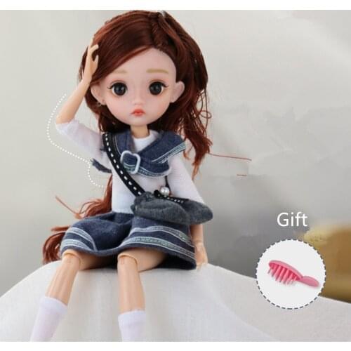 New Edition 26cm 1/6 Doll with Fashion Clothes Shoes Style Dress Up Baby Dolls 11 Joint Moveable Body DIY Toy