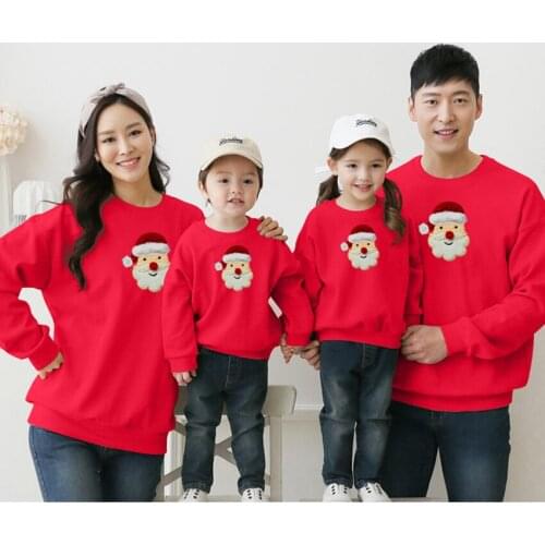 Family Matching Ugly Christmas Reindeer Sweater Pullover Winter Warm Hoodies for Couple Kids Sweatshirt New Year Xmas Gift