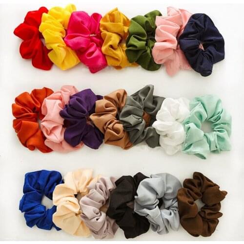 20PC/lot Solid Colorful Chiffon Scrunchies Hair Ponytail Holder Scrunchies Elastic OL Hairband wholesale