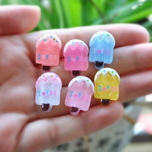 Resin Crafts For DIY Decoration 30pcs Mixed 21*13mm Very Cute Flat Back Resin Cabochon Icecream