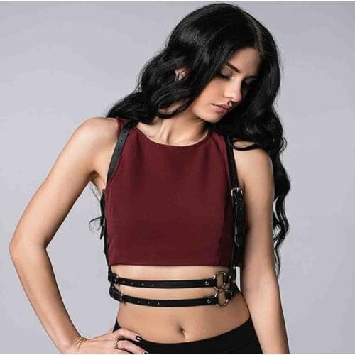 Braces for women gothic leather harness suspenders female designer waist belts 100% handmade belts