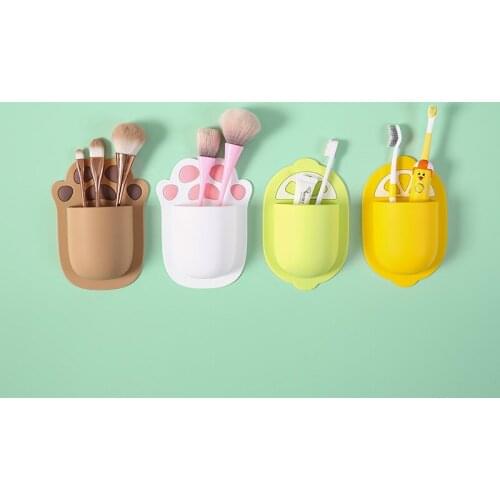 Toilet Shelf, Bathroom Non Perforated Toothbrush, Razor, Silica Gel Wall Mounted Comb, Adhesive Glass Cosmetic Storage Rack