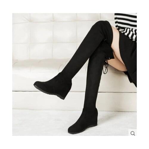 Sexy Slim Fit Elastic Flock Over The Knee Boots Women shoes 2019 Autumn Winter ladies high heel Long Thigh High botas