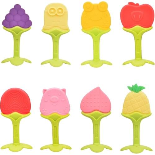 Baby Food Grade Silicone Teethers Fruit Animal Infant Silicone Chew Charms Stick Kids Teething Gift Toddler Toys
