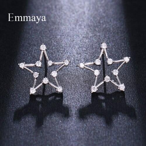 Emmaya Fashion Hollow Out Two Color Star-shape Stud Earring Cubic Zircon For Female And Girls Ornament Ingenious Gift In Wedding