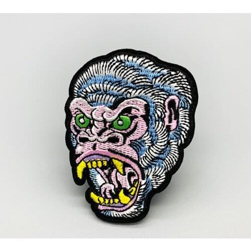 Chimpanzee monkey embroidery patch DIY Iron on Clothes Cropped Badges Applique for Jacket Jeans Cloth Decoration Apparel Garment
