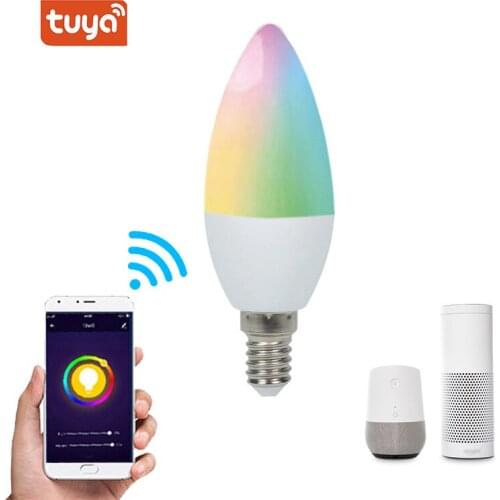 Tuya Smart Wifi LED Bulb E14 RGB 5 Channels Dimmable Light Bulb 4W Work with Alexa Echo Google Home Assistant No Hub Required