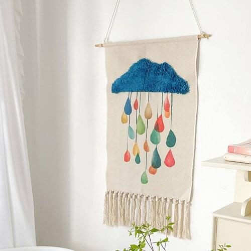Vintage Tassel Wall Hanging Tapestry Bohemian Nordic Wall Decor Handmade Woven Geometric Canvas Art Home Living Room Decoration