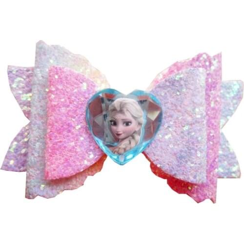 Disney series 2020 new shiny bow hairpin Frozen Princess Sophia hairpin cloth clip hair accessories women hairclip bows for girl