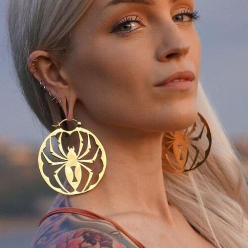 Fashion Exaggerate Metal Big Circles Spider Hollow Dangle Earrings For Women Europe America Trendy Statement Drop Earring bijoux