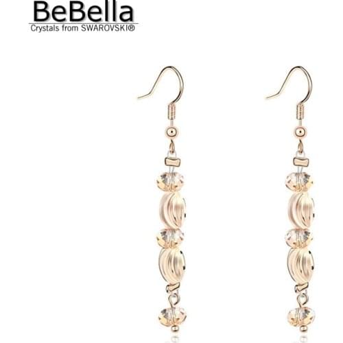 BeBella classic ball shapegold color plated dangler earrings design for female made with Crystals from Swarovski for women gift