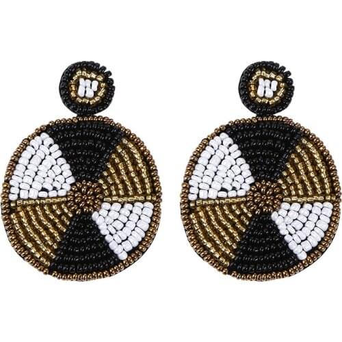 ZWPON Seed Beaded Orange Round Circle Dangle Earrings for Women Fashion Radiate Pattern Statement Earrings Jewelry Wholesale