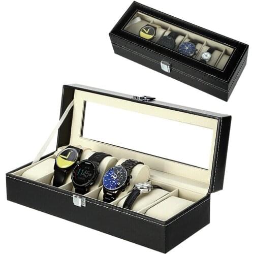 1PC 3/6/12 Faux Leather Watch Carrying Case Display Box Storage Jewellery Holder Watch Storage Bins with Removable Pillow