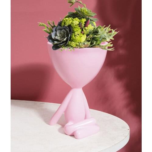 1Pcs Abstract Human Shaped Flower Pot Vase Nordic Style Empty Plant Container for Indoor Outdoor Office Home Living Room Decor