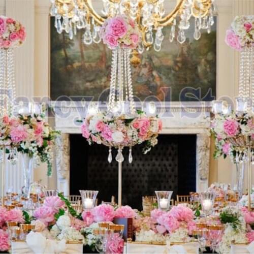 120cm(H) wedding crystal centerpiece Table fower stand Gold wedding decoration