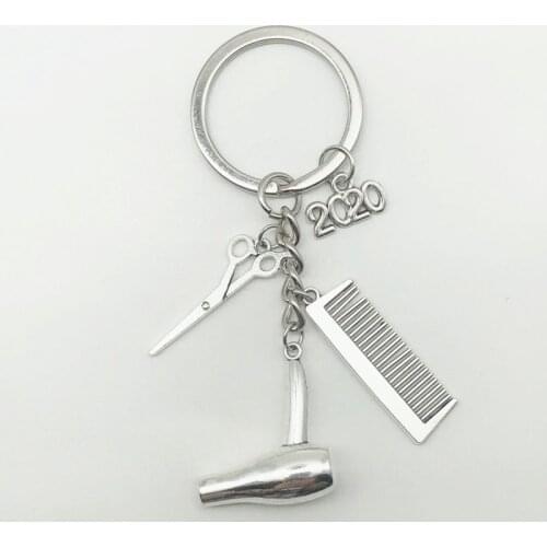 2020 Creative Hair Dryer Comb Scissors Pendant Keychain Car Key Ring Jewelry Dropshipping