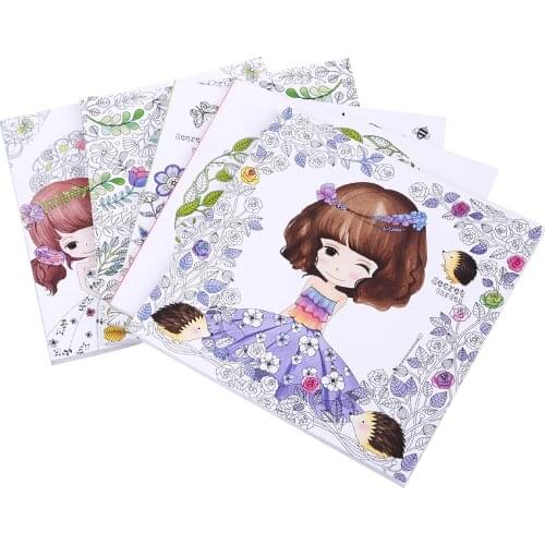 48 Pages Beautiful Flower Girl Antistress Coloring Books For adults Kids children Relieve stress Secret Garden Painting Book