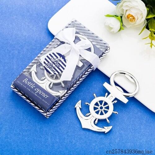 50 Pcs Nautical Anchor Beer Bottle Opener Metal Beer Openers Party Favors Wedding Gifts in Gift Boxes