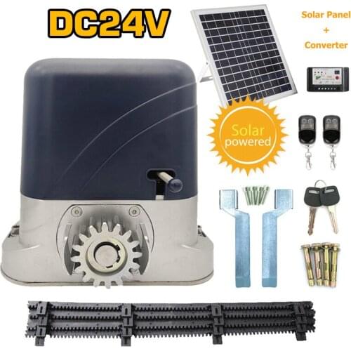 500kg Solar Energy Automatic Sliding Gate Opener Gear Drive with 4m Nylon Rack Remote Control Electric Sliding Door Motor Engine