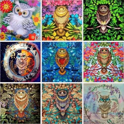 5D DIY Diamond Painting Kits Cute Owl Full Square Diamond Embroidery Square Animals Rhinestones Sticker Cross Stitch Mosaic Set