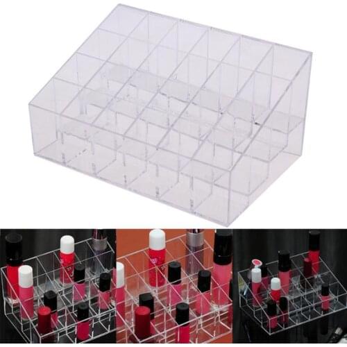 24 Grid Acrylic Make Up Storage Holder Makeup Organizer Storage Box Case Brush Holder Display Stand Jewelry Storage