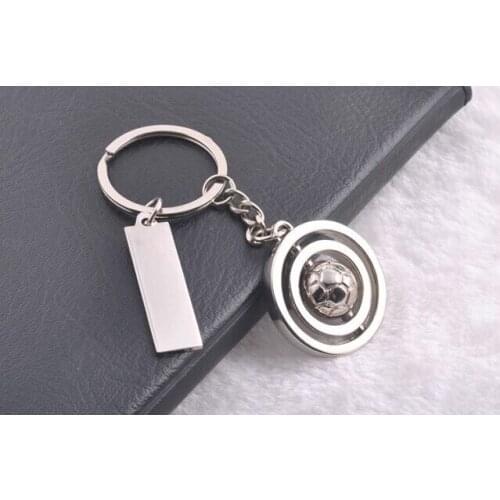 FREE SHIPPING BY DHL 200pcs/lot 2015 New Hot Selling Metal Spin Football Keychains Soccer Keyrings