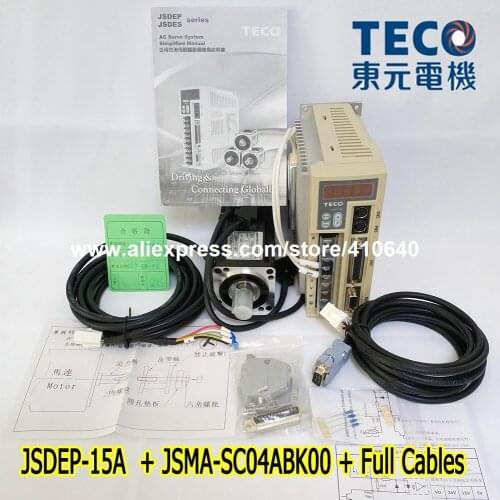 Free Shipping TECO 400W Servo Motor JSMA-SC04ABK00 And Drive JSDEP-15A with Cable