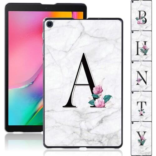 Tablet Case for Samsung Galaxy Tab A 10.1 2019 T510/T515 Initial Name Letter Pattern Back Shell Cover + Free Stylus