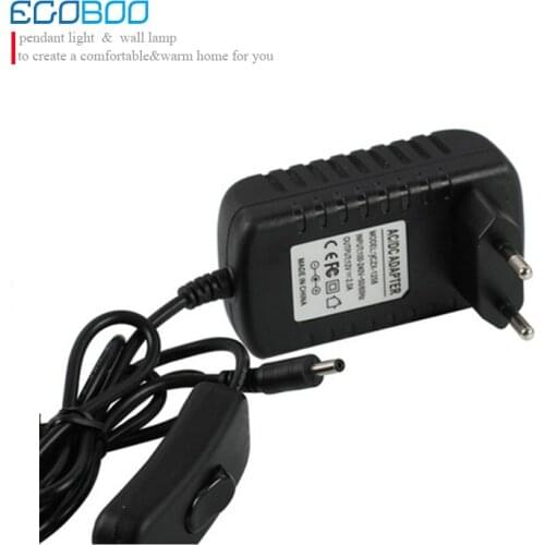 24W Black LED Driver 12v With Rocker Switch as LED Strip Light Power Supply European Plug 3.5DC plug output