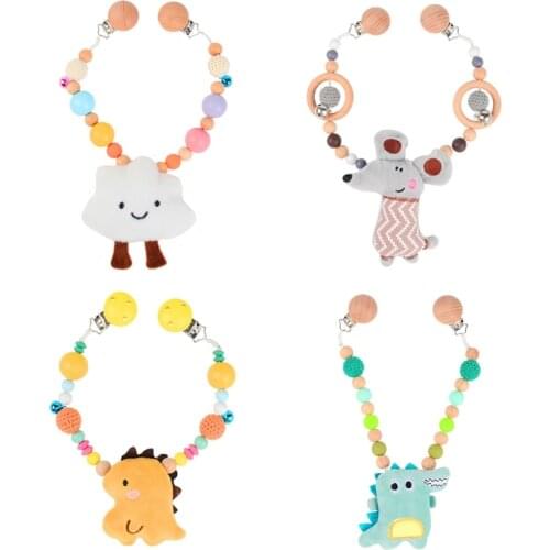 Baby Toy Wooden Pram Clip Baby Mobile Pram Personalize Silicone Bead Pacifier Chain Chewable Silicone Rattle Baby Wooden Teether