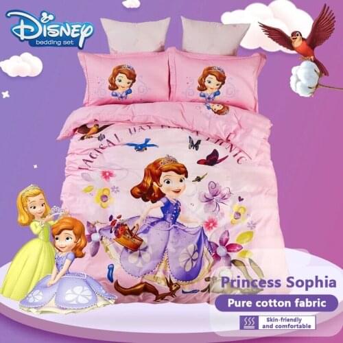Disney cartoon Princess Sofia cotton Duvet Cover Soft 200x230cm for boy Quilt Cover set 3pcs Includes 2pc pillowsham For Bedroom