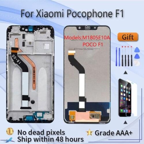For XIAOMI Pocophone F1 Original LCD screen assembly with front case Black With repair tool and Tempered film