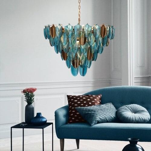 European and American lamps light luxury creative colored glass living room lamp simple household design sense chandelier