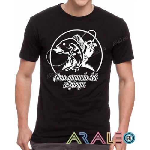 T-Shirt PESCA AMO QUANDO SI PIEGA Pescatore Maglia Maglietta Uomo Shirt man blk Cool Casual pride t shirt men Unisex New