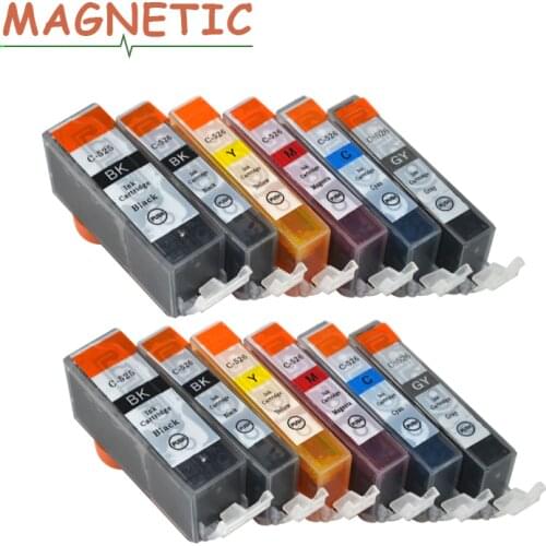 12PCS Magnetic compatible full ink cartridges For canon PGI525 CLI526 PIXMA MG6150 MG6250 MG8150 MG8250 printer pgi 525 CLI 526