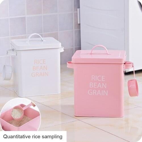 Kitchen Container Cereal Dispenser Storage Box Cover Sealed With Spoon Dry Food Rice Container Storage Case Pet Food Storage