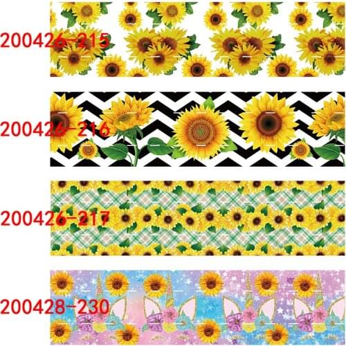 50 yards/lot) Free shipping listones 75MM Mexico sunflowers printed grosgrain ribbon