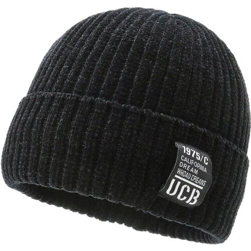 Mens winter plus velvet knitted hat keep warm outdoor riding windproof woolen hat High Quality Solid Color Casual Beanies hat