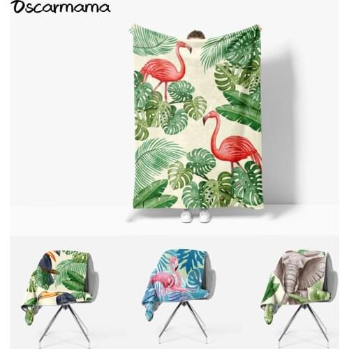 Flamingo Toucanmon Elephant Giraffe Zebra Zoo Green Tropical Leaf Garden Throw Blanket Picnic Beach Tapestry Wall Napper Cover
