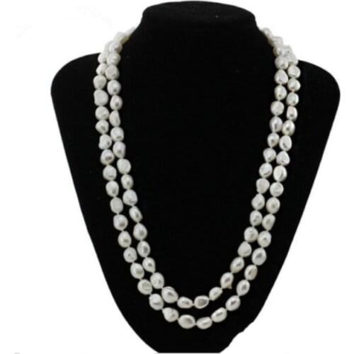 Sinya Original freshwater baroque pearl necklace 120cm/47inch length, pearl width 8-11mm, fashion pearl bead necklace for women