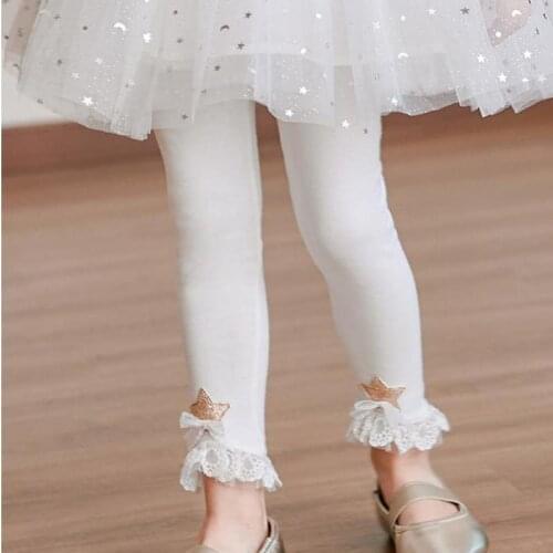 Autumn Winter Baby Girls Cotton Pants Children Lace Bow Patchwork Trousers Kids Ankle-length Flexible Warm Leggings Girl Pants