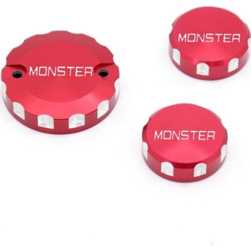 For DUCATI Monster 1100/S/EVO Front Brake Clutch Rear Brakes Fluid Reservoir Cylinder Cover Oil Cap Tank Cup Red Logo
