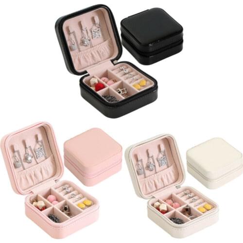 Portable Travel Jewelry Box Organizer Jewelry Ornaments Storage Case Earring Ring Necklace Storage Box Valentines Day Gift