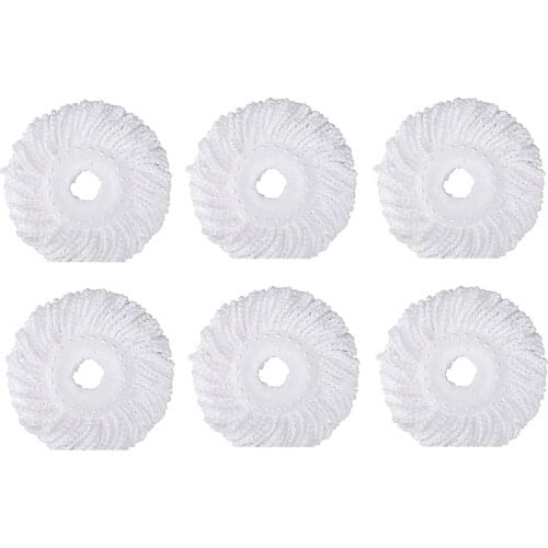Practical 6Pcs 360° Spin Mop Replacement Head, Round Shape Microfiber Standard Size Mop Head Refill for Hurricane Mopnado