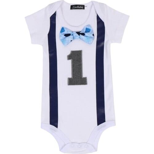 Fashion Gentleman Baby Boy Clothes Unisex Baby One Piece Romper Jumpsuit for 1st Birthday Cake Smash Outfit Baby Girls Romper