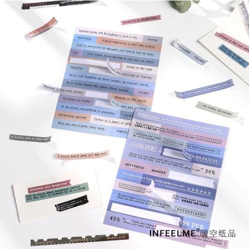 Journamm 6pcs PET English Phrase for Diary Stationery Supplies Planner Stickers Junk Journal Scrapbooking Label Stickers