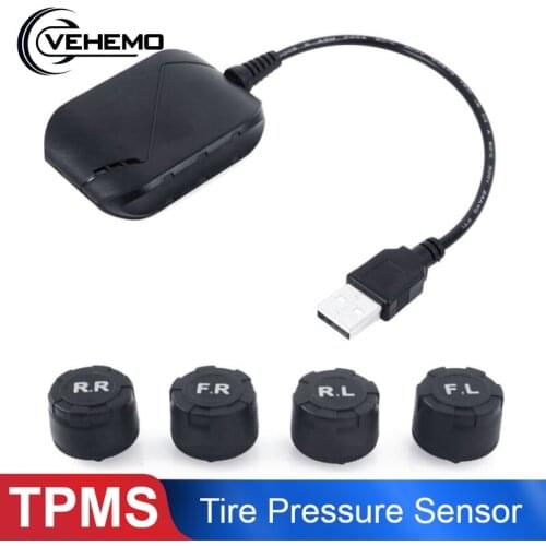 USB 4 External Sensor Tire Pressure TPMS Universal Car Wireless Alarm Sensors for Android