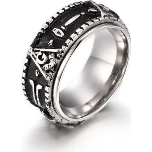 Explosive Jewelry Masonic Totem Ring Ring Recruitment Punk Titanium Steel Mens Ring